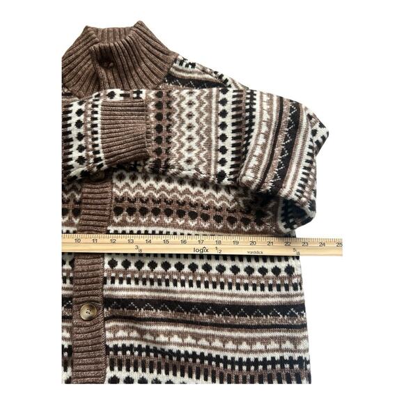 UpWest Cardigan Sweater Mens Lg Shawl Collar Wool Blend Fair Isle Cozy Grandpa - Picture 5 of 10